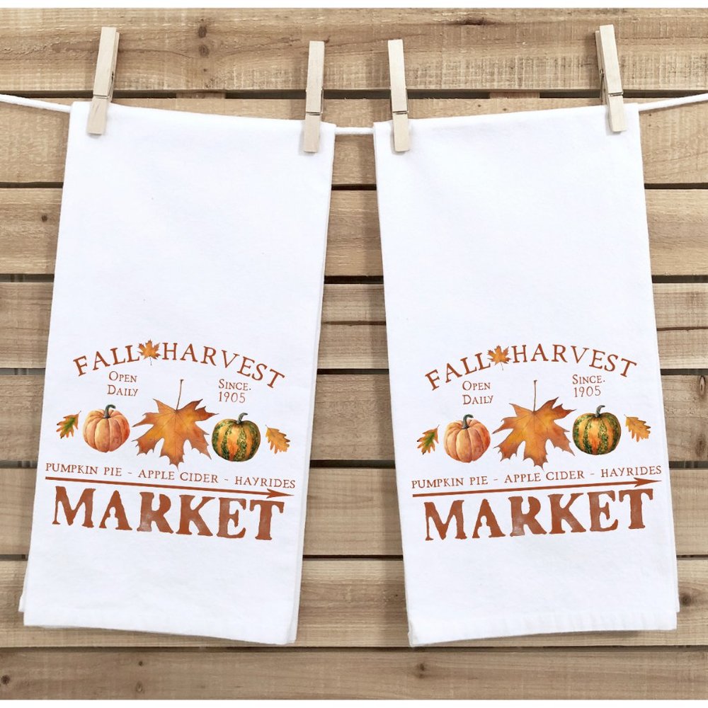 Tea Towels, Set of 2, Fall Harvest, Thanksgiving